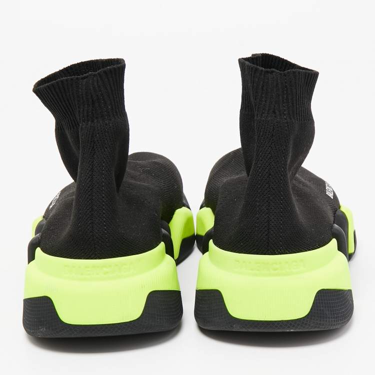 Pre Owned Balenciaga Black Knit Fabric Speed 2.0 High Top Sneakers Size 37