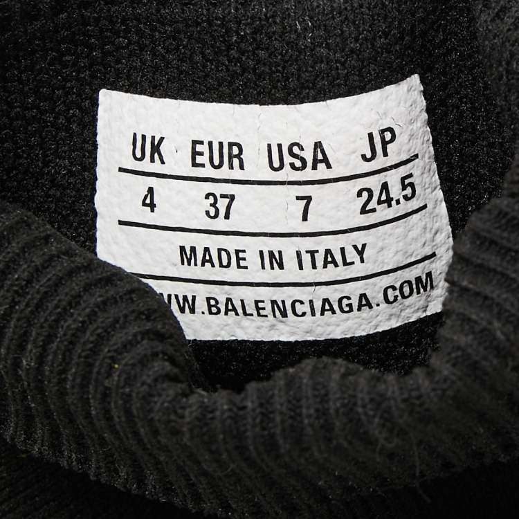 Pre Owned Balenciaga Black Knit Fabric Speed 2.0 High Top Sneakers Size 37