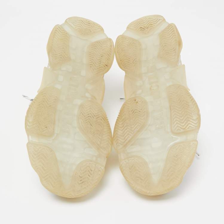 Pre Owned Balenciaga White Leather and Mesh Triple S Clear Sneakers Size 38