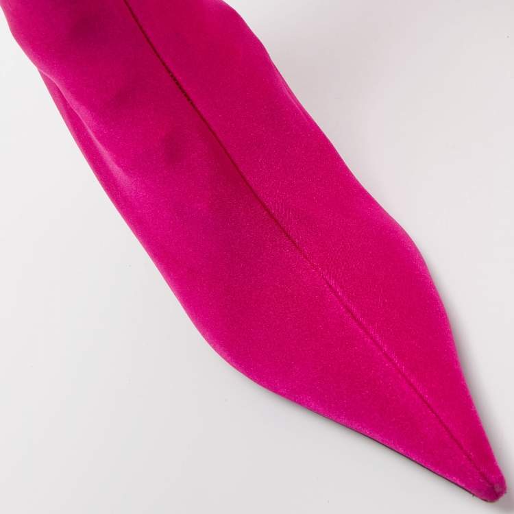 Pre Owned Balenciaga Pink Satin Knife Knee Length Boots Size 38