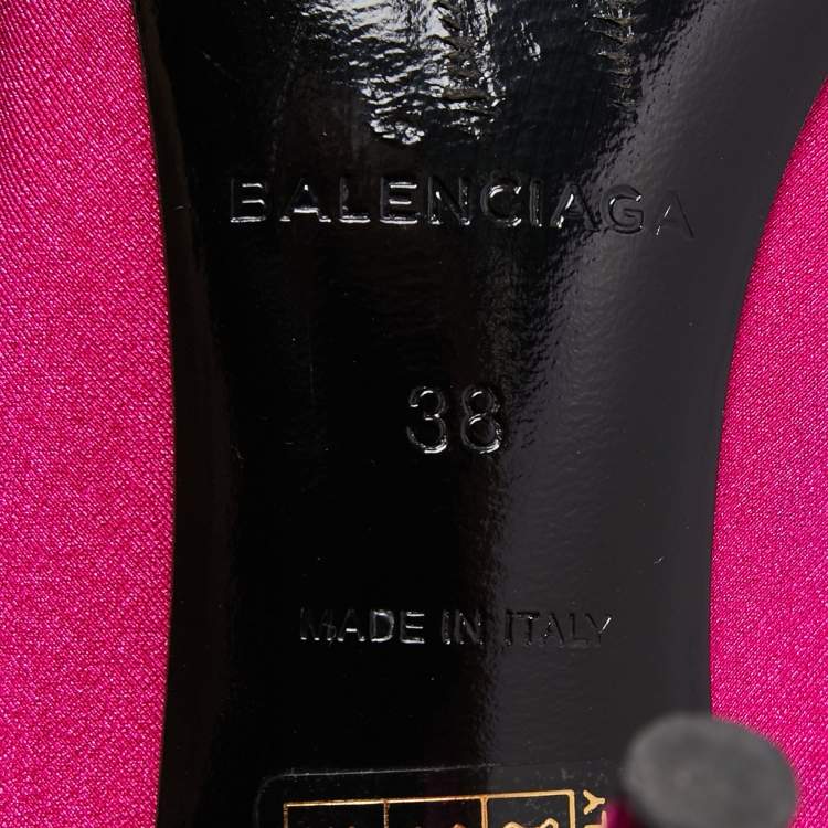 Pre Owned Balenciaga Pink Satin Knife Knee Length Boots Size 38