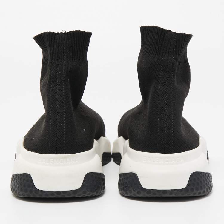 Pre Owned Balenciaga Black Knit Fabric Speed High Top Sneakers Size 38