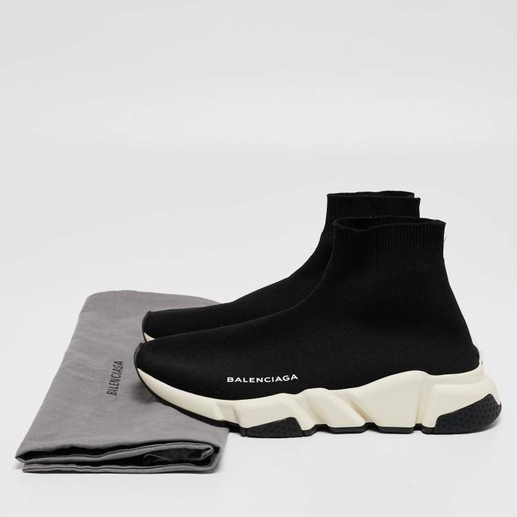 مملوكة مسبقًا Balenciaga Black Knit Fabric Speed High Top Sneakers Size 38
