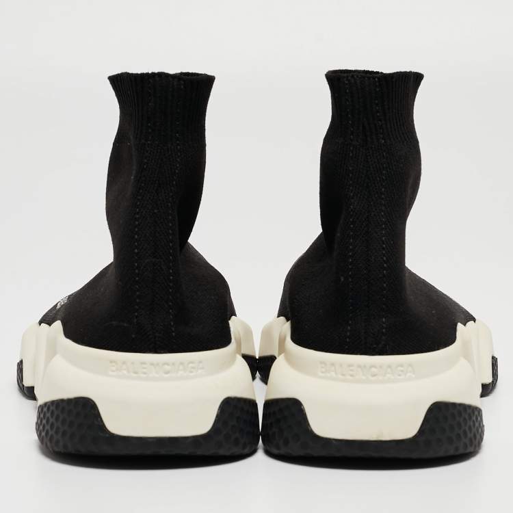 مملوكة مسبقًا Balenciaga Black Knit Fabric Speed High Top Sneakers Size 38