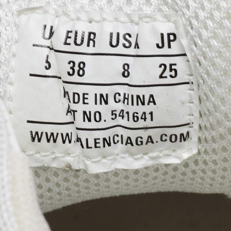 Pre Owned Balenciaga White/Blue Nubuck Leather and Mesh Triple S Sneakers Size 38