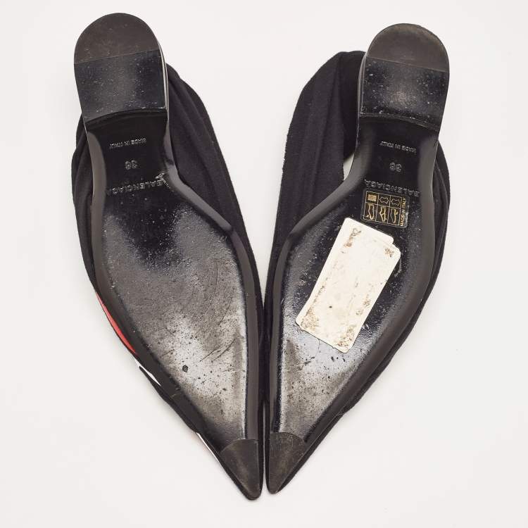 Pre Owned Balenciaga Black Fabric Knife Slingback Sandals Size 36