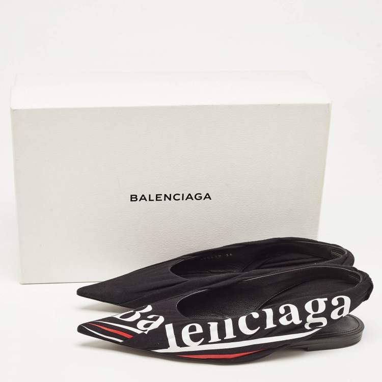Pre Owned Balenciaga Black Fabric Knife Slingback Sandals Size 36