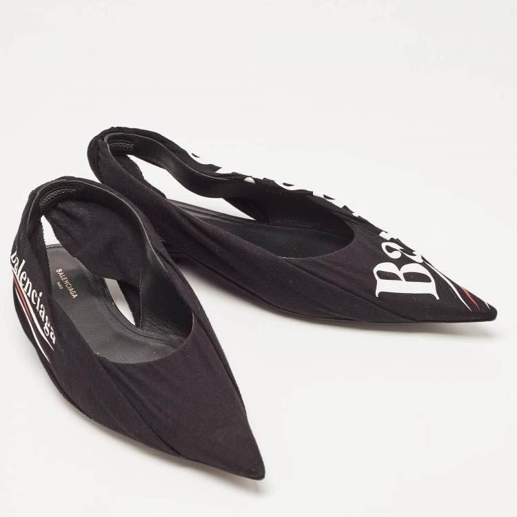 Pre Owned Balenciaga Black Fabric Knife Slingback Sandals Size 36