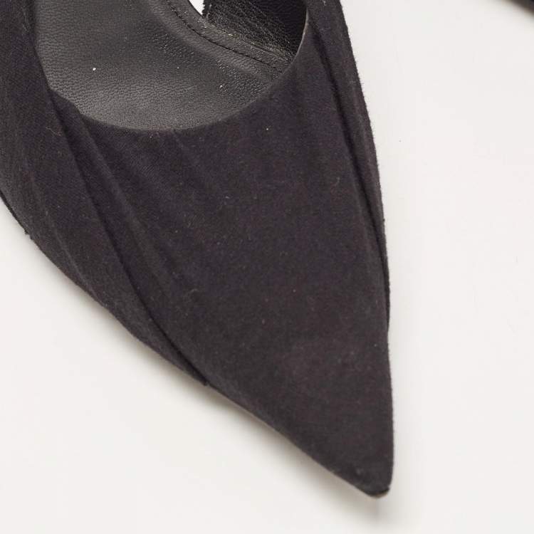 Pre Owned Balenciaga Black Fabric Knife Slingback Sandals Size 36