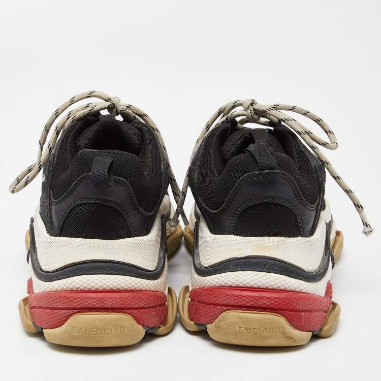 Pre Owned Balenciaga Black Leather and Mesh Triple S Sneakers Size 40