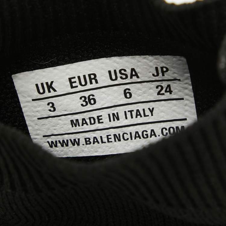 Pre Owned Balenciaga Black Knit Fabric Speed Trainer High Top Sneakers Size 36