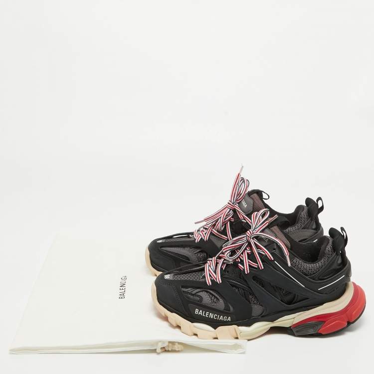 Pre Owned Balenciaga Black Mesh and Faux Leather Track Sneakers Size 38 