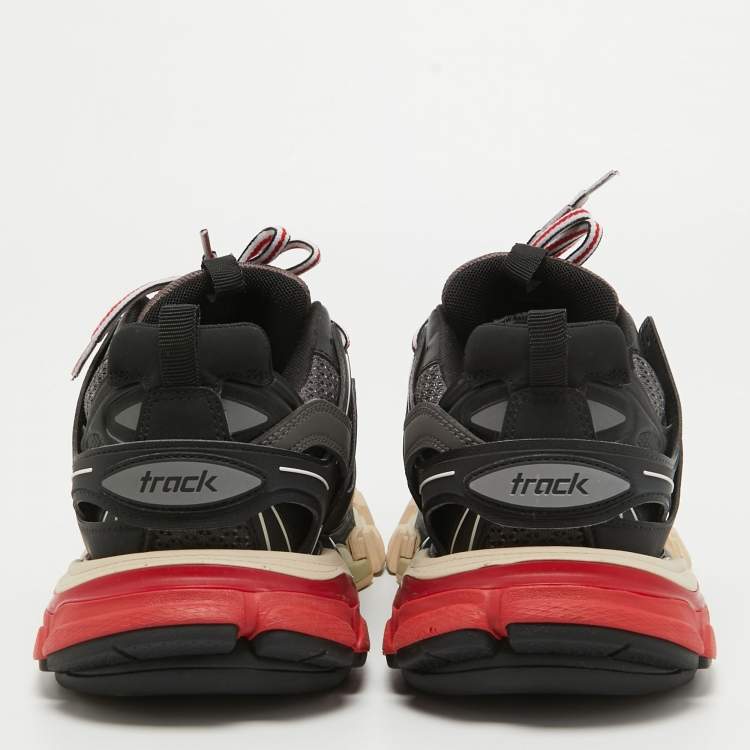 Pre Owned Balenciaga Black Mesh and Faux Leather Track Sneakers Size 38 