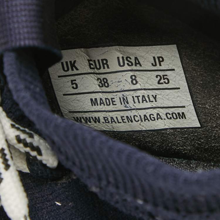 مملوكة مسبقًا Balenciaga Navy Blue Knit Speed Trainer High Top Sneakers Size 38