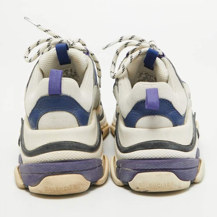 Pre Owned Balenciaga Tricolor Knit Fabric and Leather Triple S Sneakers Size 38