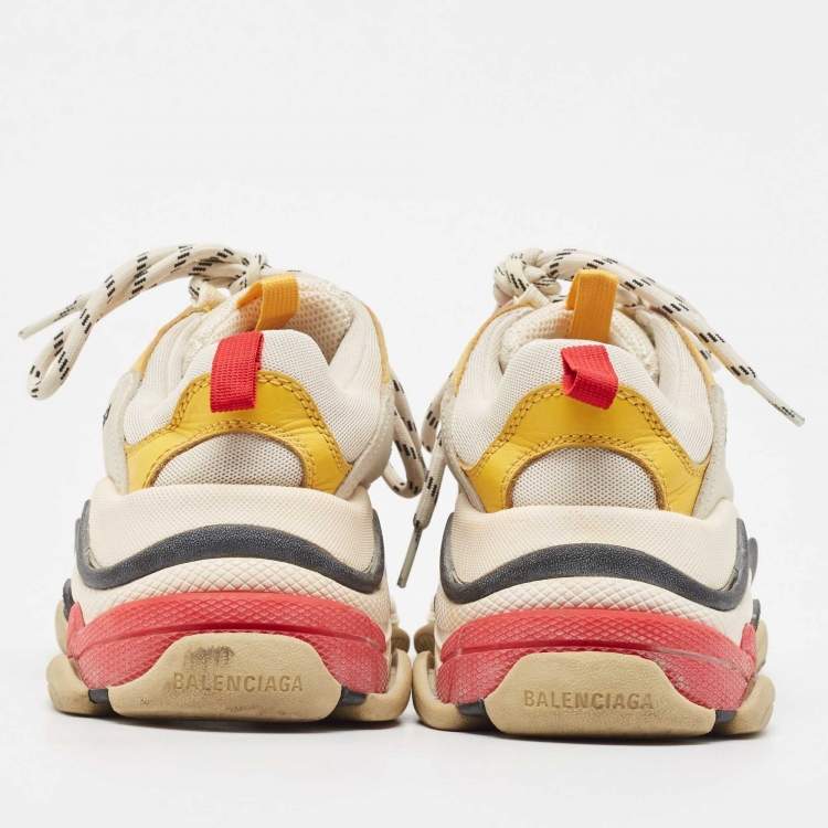 Pre Owned Balenciaga Multicolor Nubuck And Mesh Triple S Sneakers Size 38