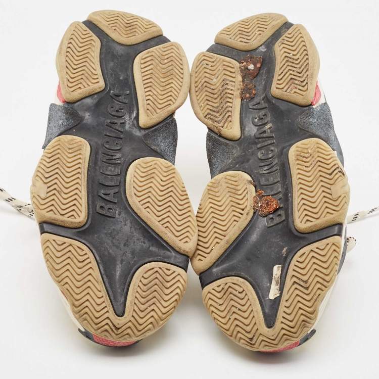 Pre Owned Balenciaga Multicolor Nubuck And Mesh Triple S Sneakers Size 38