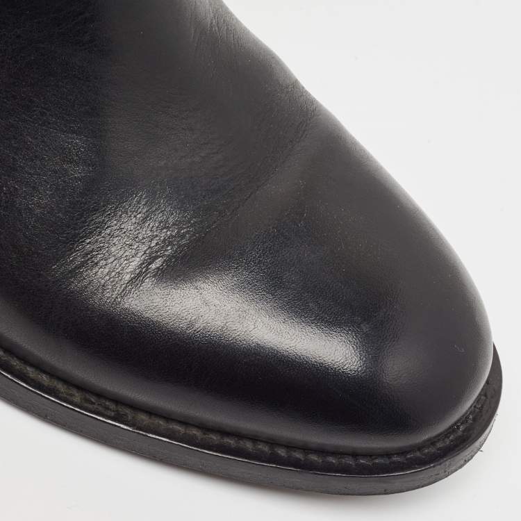 Pre Owned Balenciaga Black Leather Knee Length Boots Size 37