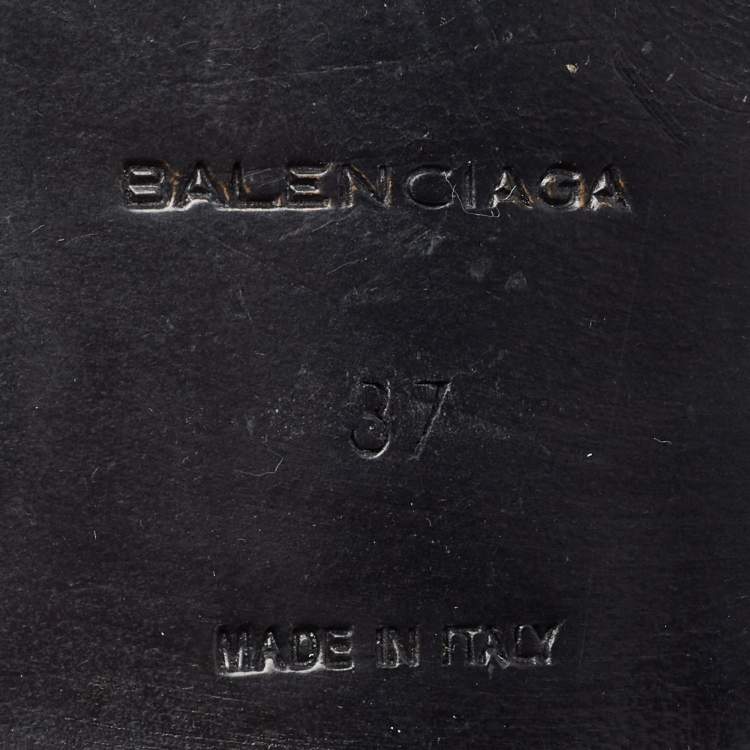 Pre Owned Balenciaga Black Leather Knee Length Boots Size 37
