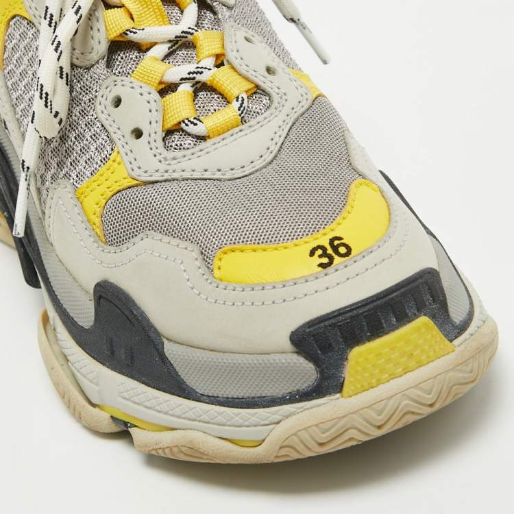 Pre Owned Balenciaga Multicolor Leather and Mesh Triple S Sneakers Size 36