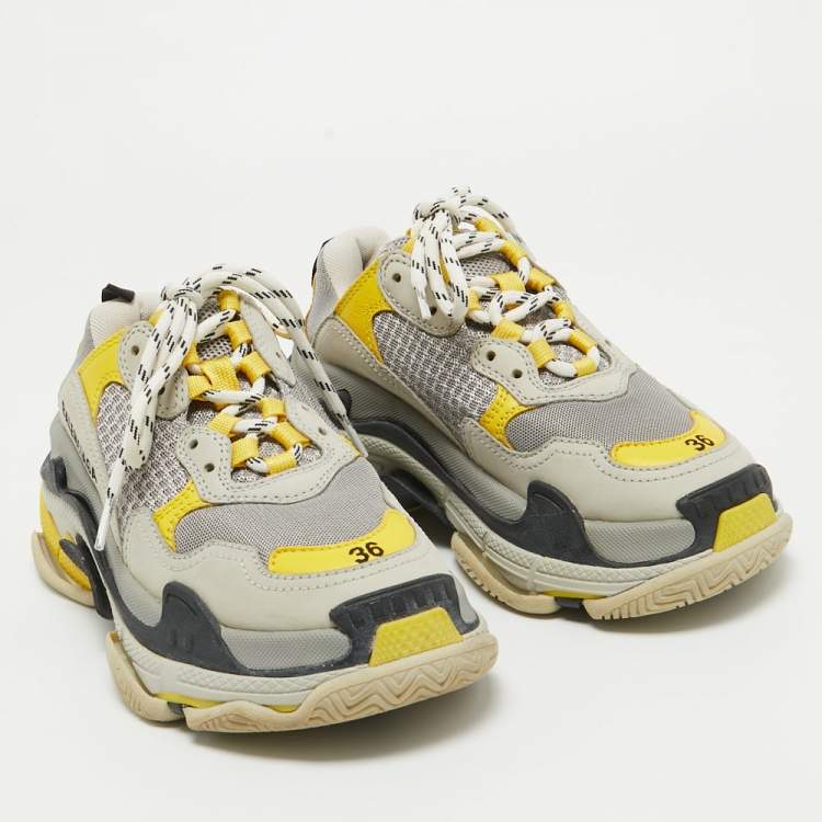 Pre Owned Balenciaga Multicolor Leather and Mesh Triple S Sneakers Size 36