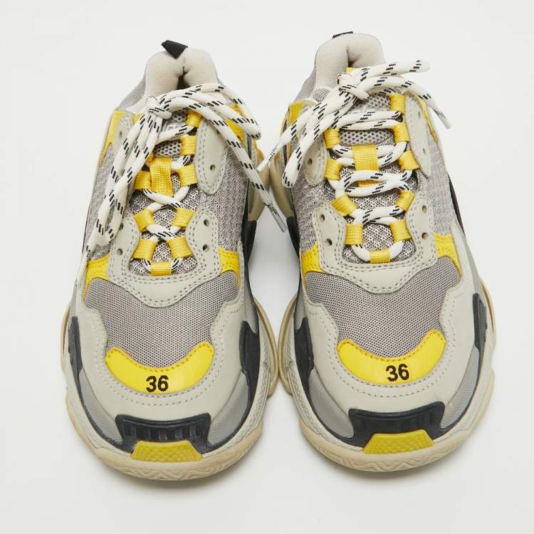 Pre Owned Balenciaga Multicolor Leather and Mesh Triple S Sneakers Size 36