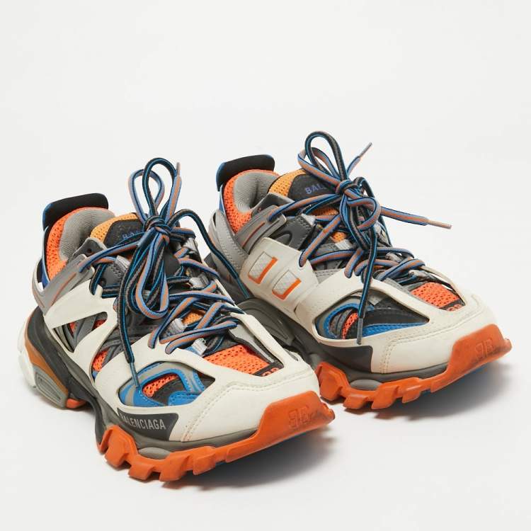 Pre Owned Balenciaga Multicolor Faux Leather and Mesh Track Sneakers Size 38
