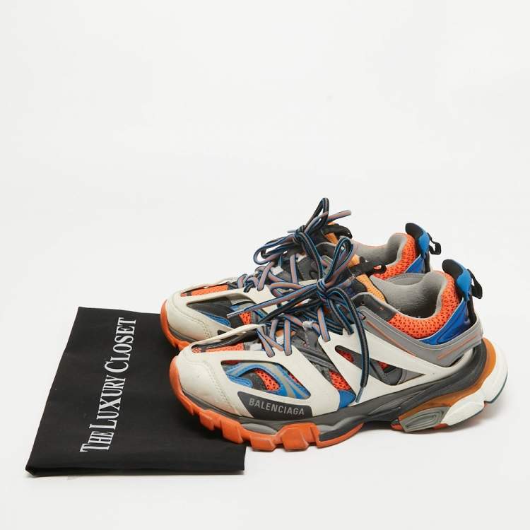 Pre Owned Balenciaga Multicolor Faux Leather and Mesh Track Sneakers Size 38