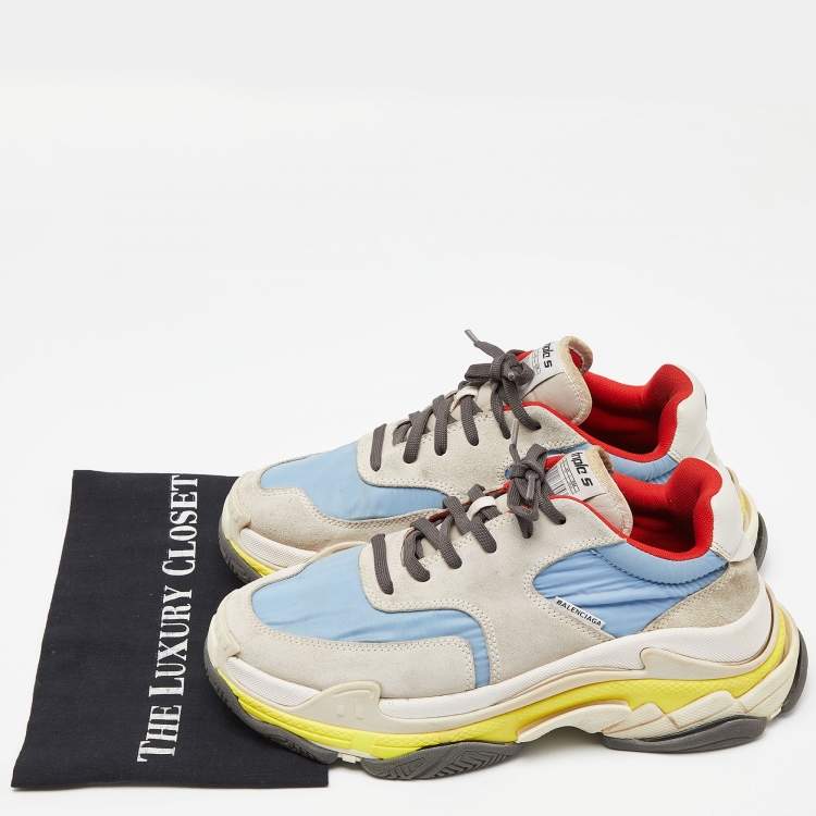 Pre Owned Balenciaga Multicolor Nylon and Suede Triple S Sneakers Size 40