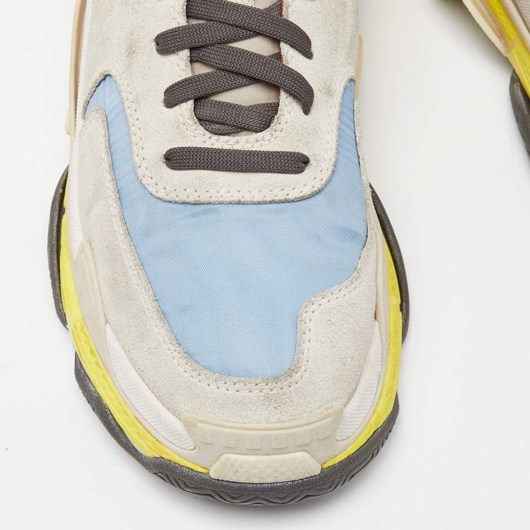 Pre Owned Balenciaga Multicolor Nylon and Suede Triple S Sneakers Size 40
