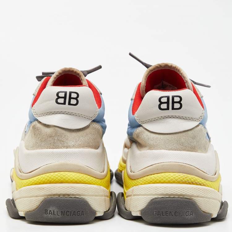 Pre Owned Balenciaga Multicolor Nylon and Suede Triple S Sneakers Size 40