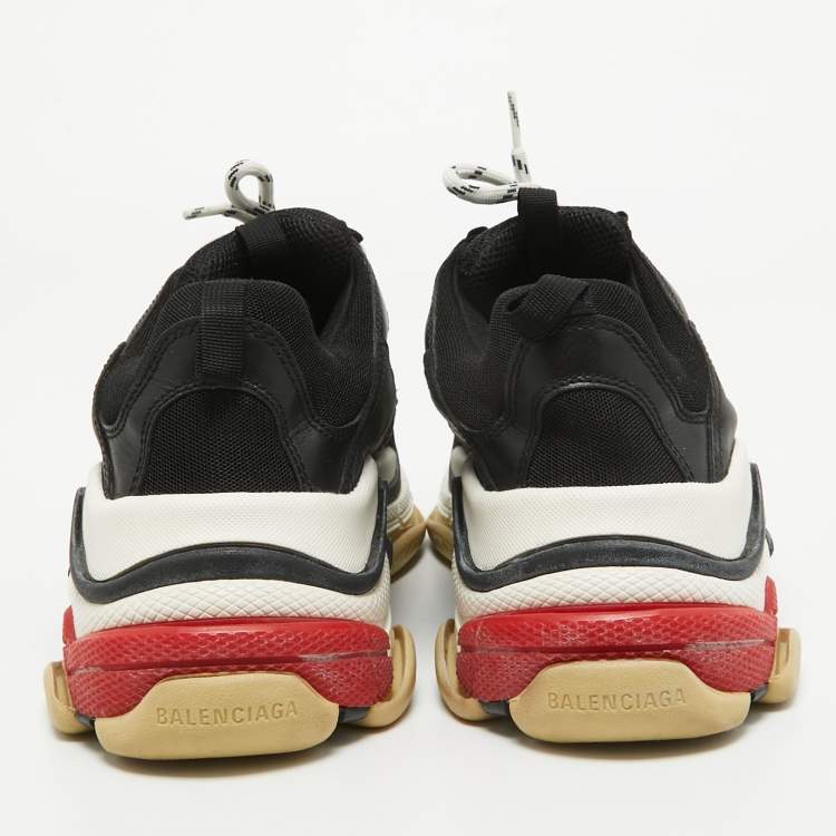 Pre Owned Balenciaga Black Mesh and Leather Triple S Low Top Sneakers Size 40