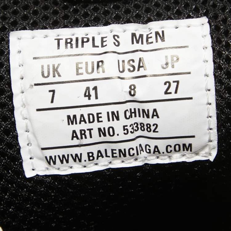 Pre Owned Balenciaga Black Mesh and Leather Triple S Low Top Sneakers Size 40