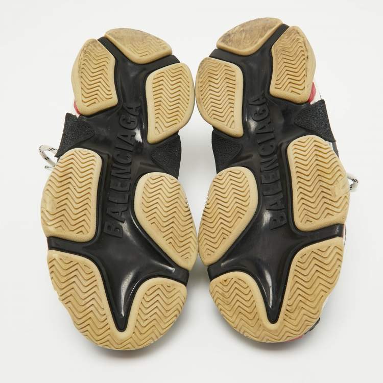 Pre Owned Balenciaga Black Mesh and Nubuck Leather Triple S Sneakers Size 35