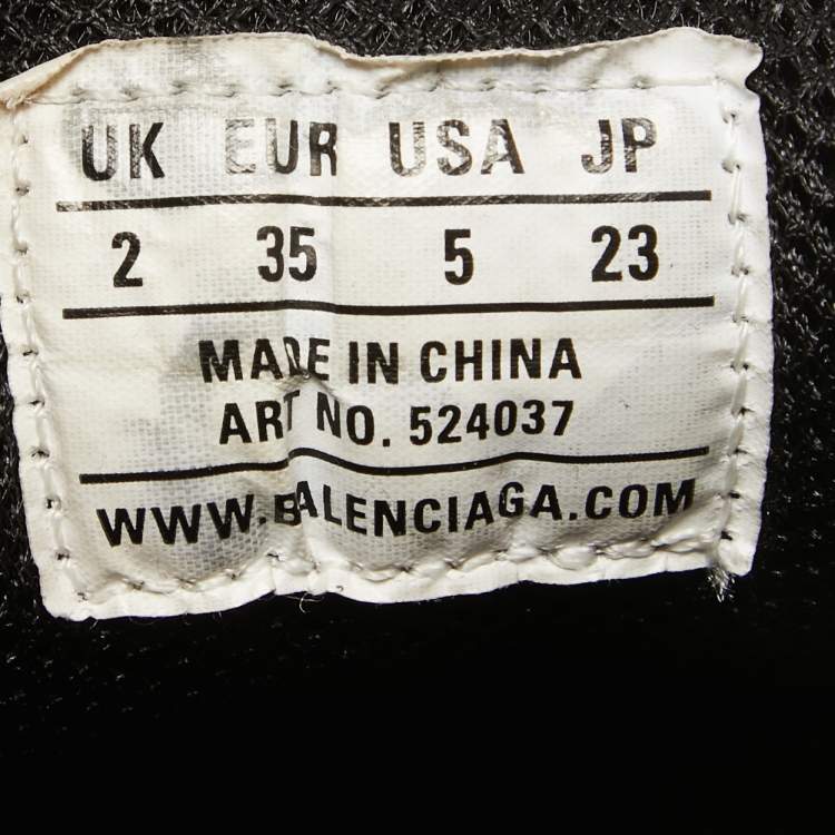 Pre Owned Balenciaga Black Mesh and Nubuck Leather Triple S Sneakers Size 35