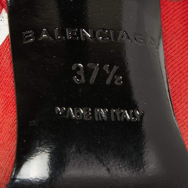 Pre Owned Balenciaga Red Fabric  Knife Pointed Toe  Pumps Size 37.5