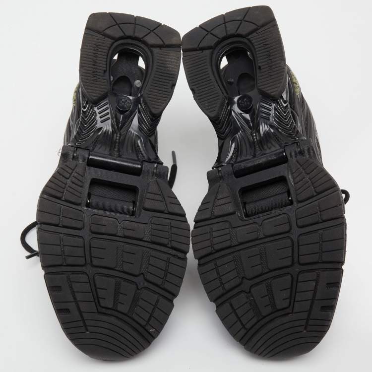 Pre Owned Balenciaga Black Mesh And Synthetic Leather Runner Low Top Sneakers Size 38