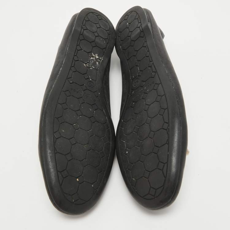 Pre Owned Balenciaga Black Leather Studded Ballet Flats Size 40