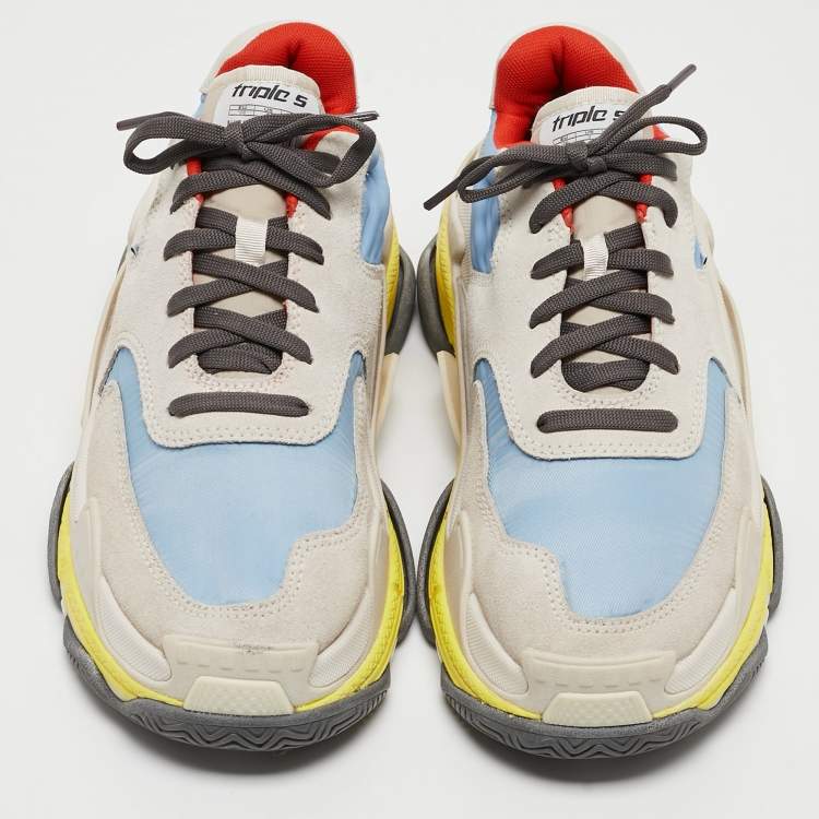 مملوكة مسبقًا Balenciaga Multicolor Suede and Nylon Triple S Sneakers Size 39