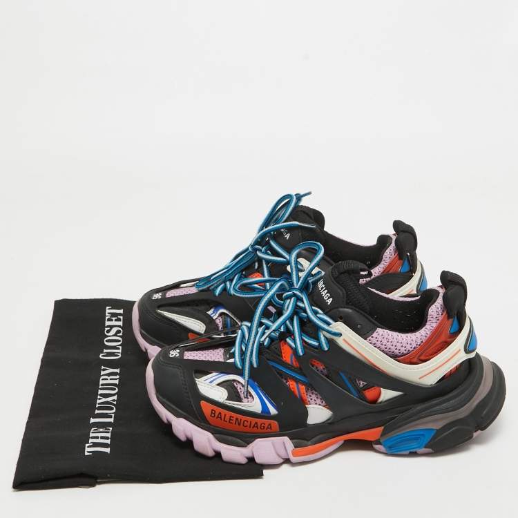 Pre Owned Balenciaga Multicolor Faux Leather and Mesh Track Sneakers Size 36