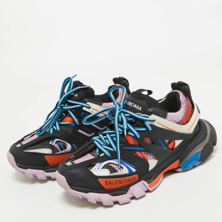 Pre Owned Balenciaga Multicolor Faux Leather and Mesh Track Sneakers Size 36