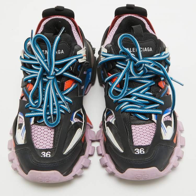 Pre Owned Balenciaga Multicolor Faux Leather and Mesh Track Sneakers Size 36