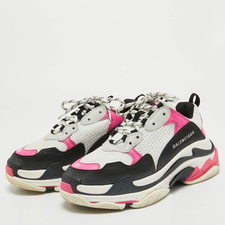 Pre Owned Balenciaga Multicolor Leather and Mesh Triple S Sneakers Size 39