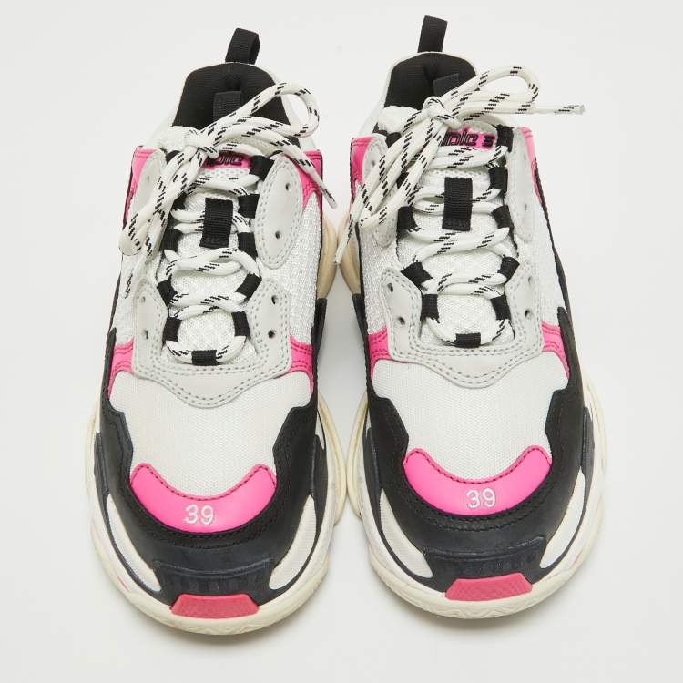 Pre Owned Balenciaga Multicolor Leather and Mesh Triple S Sneakers Size 39