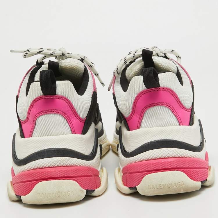 Pre Owned Balenciaga Multicolor Leather and Mesh Triple S Sneakers Size 39
