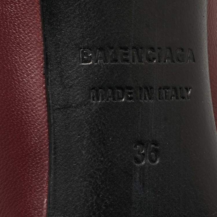 Pre Owned Balenciaga Burgundy Leather Square Knife Pumps Size 36
