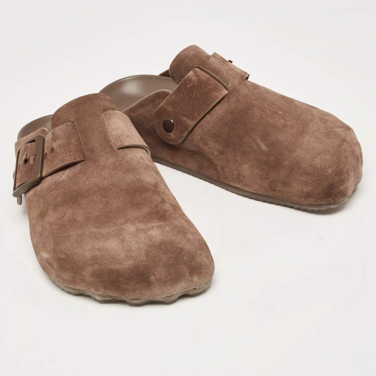 Pre Owned Balenciaga Brown Suede Classic Sunday Mules Size 40