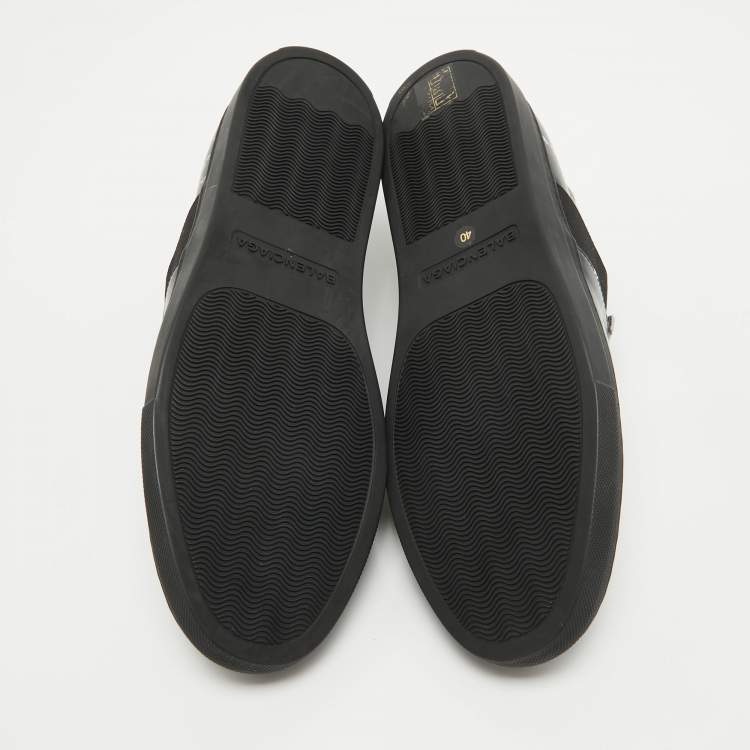 Pre Owned Balenciaga Black Leather Slip On Sneakers Size 40  