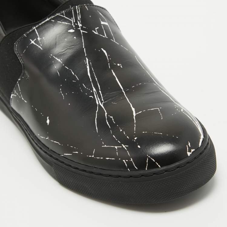 Pre Owned Balenciaga Black Leather Slip On Sneakers Size 40  