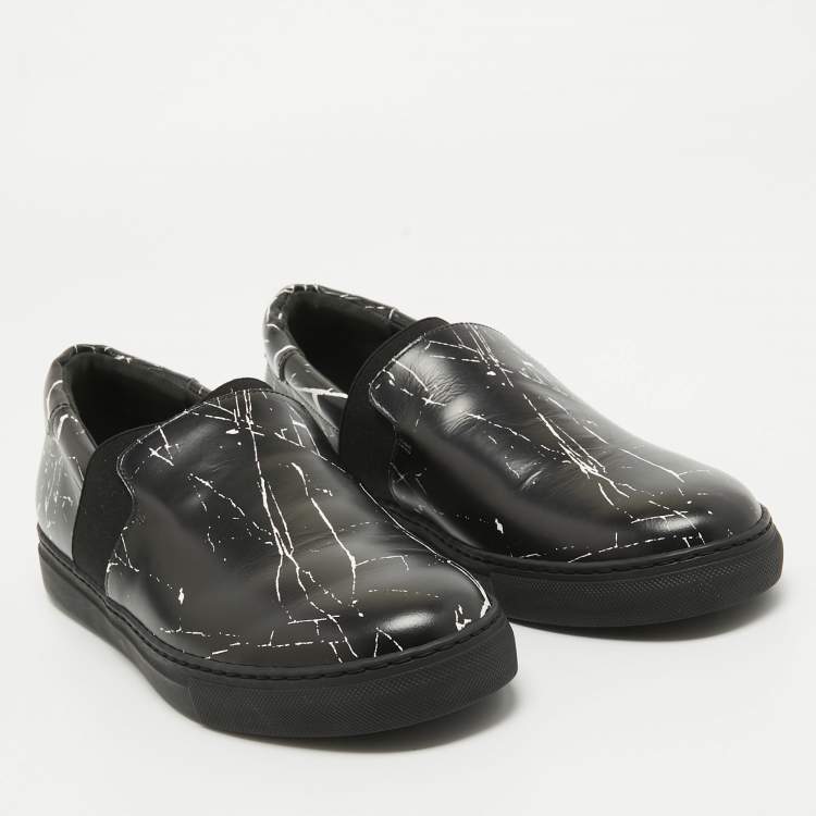 Pre Owned Balenciaga Black Leather Slip On Sneakers Size 40  